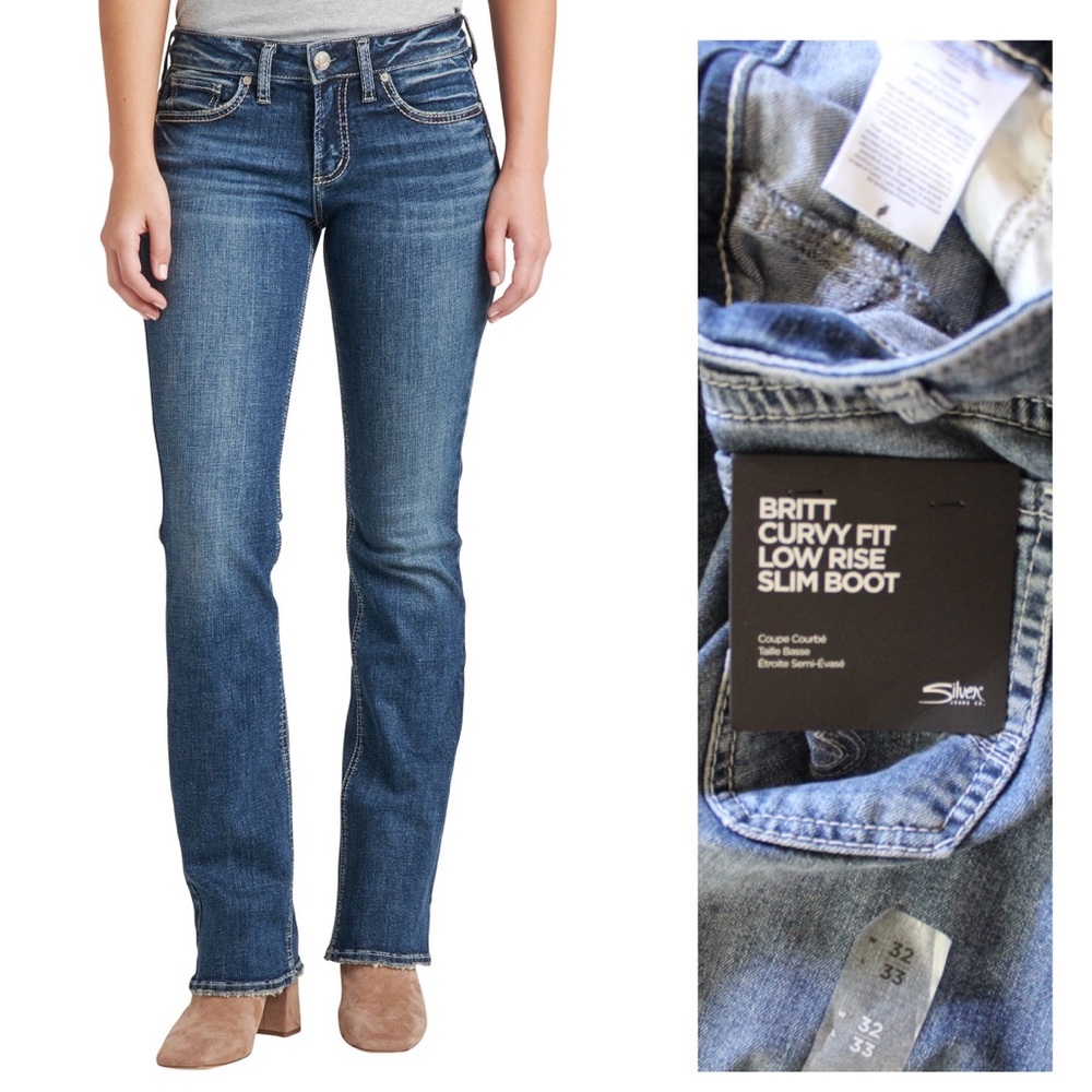 Silver Jeans Co. NWT Britt Low Rise Slim Bootcut Jeans 32 14